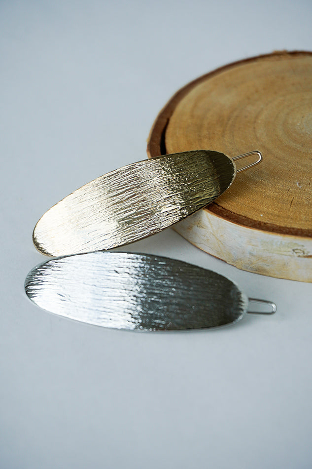 Haarspange Oval in Gold und Silber