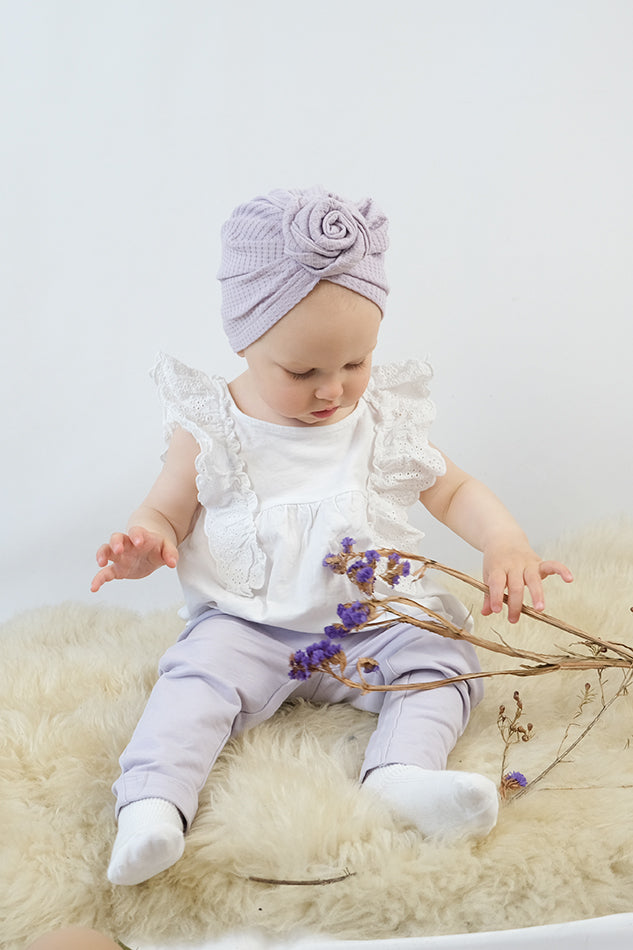 Baby Turban Waffel Optik in Lavendel andcosy